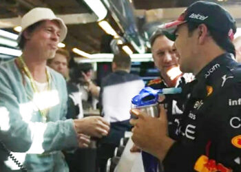 Brad Pitt saludó a Checo Pérez y le externó su admiración: “Es un gusto conocerte, es genial verte correr”