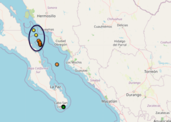 Enjambre de temblores frente a las costas de Guaymas