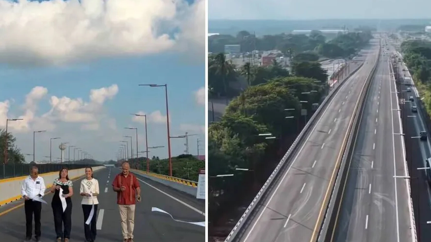 En Veracruz, Sheinbaum inaugura puente de acceso al puerto y entrega viviendas del Bienestar
