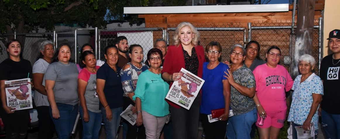 Claudia Santacruz dialoga con vecinos de la Machi López sobre la transformación de Cajeme